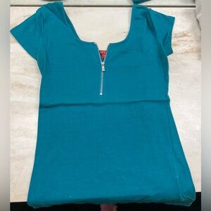 Guess Front Zip Short Sleeve Top